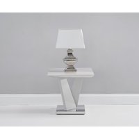 Marcella Light Grey Marble Effect High Gloss Side Table