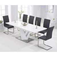 Extending Santino White High Gloss Dining Table with Black Austin Chairs