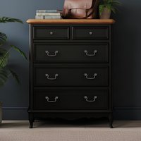 Chateau Noir Oak and Black Painted Over Chest of Drawers