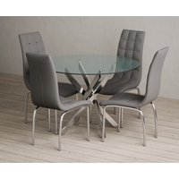 Bernini Glass Dining Table with Grey Enzo Chairs