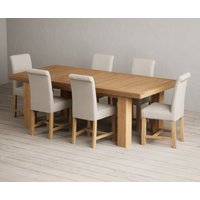 Extending Callington Oak Dining Table with Grey Braced Chairs