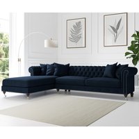 Chiswick Extra Large Blue Velvet Left Facing Chesterfield Corner Chaise Sofa
