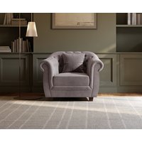 Eva Chesterfield Light Grey Velvet Armchair