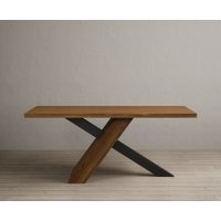 Michigan Rustic Oak and Metal Black Leg Industrial Dining Table