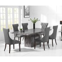 Crema Grey Marble Dining Table with Cream Sophia Chairs