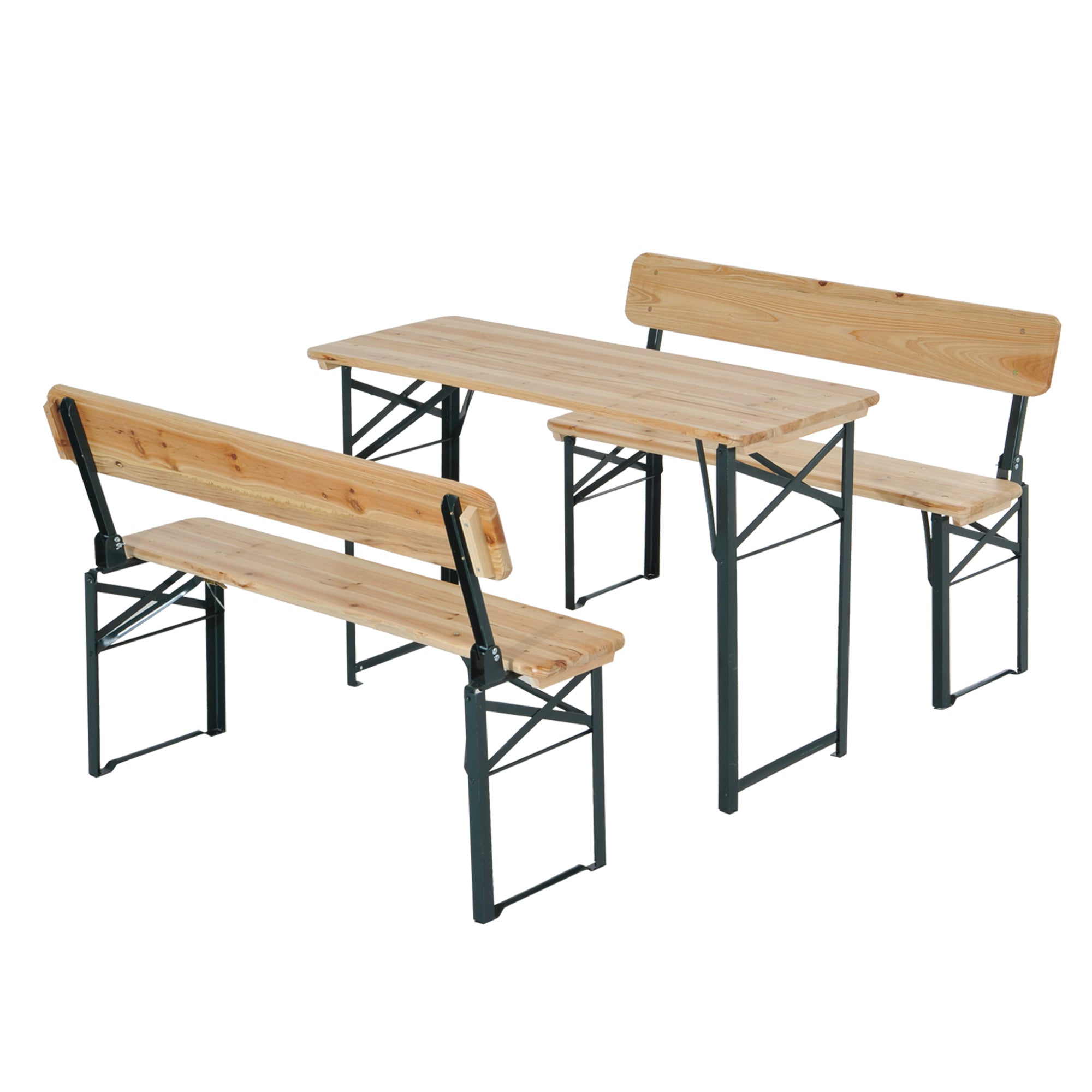 MCL Portable Folding Camping Picnic Trestle Beer Table and Bench Set Wooden Garden Furniture Patio Dining Party BBQ Chairs Stools