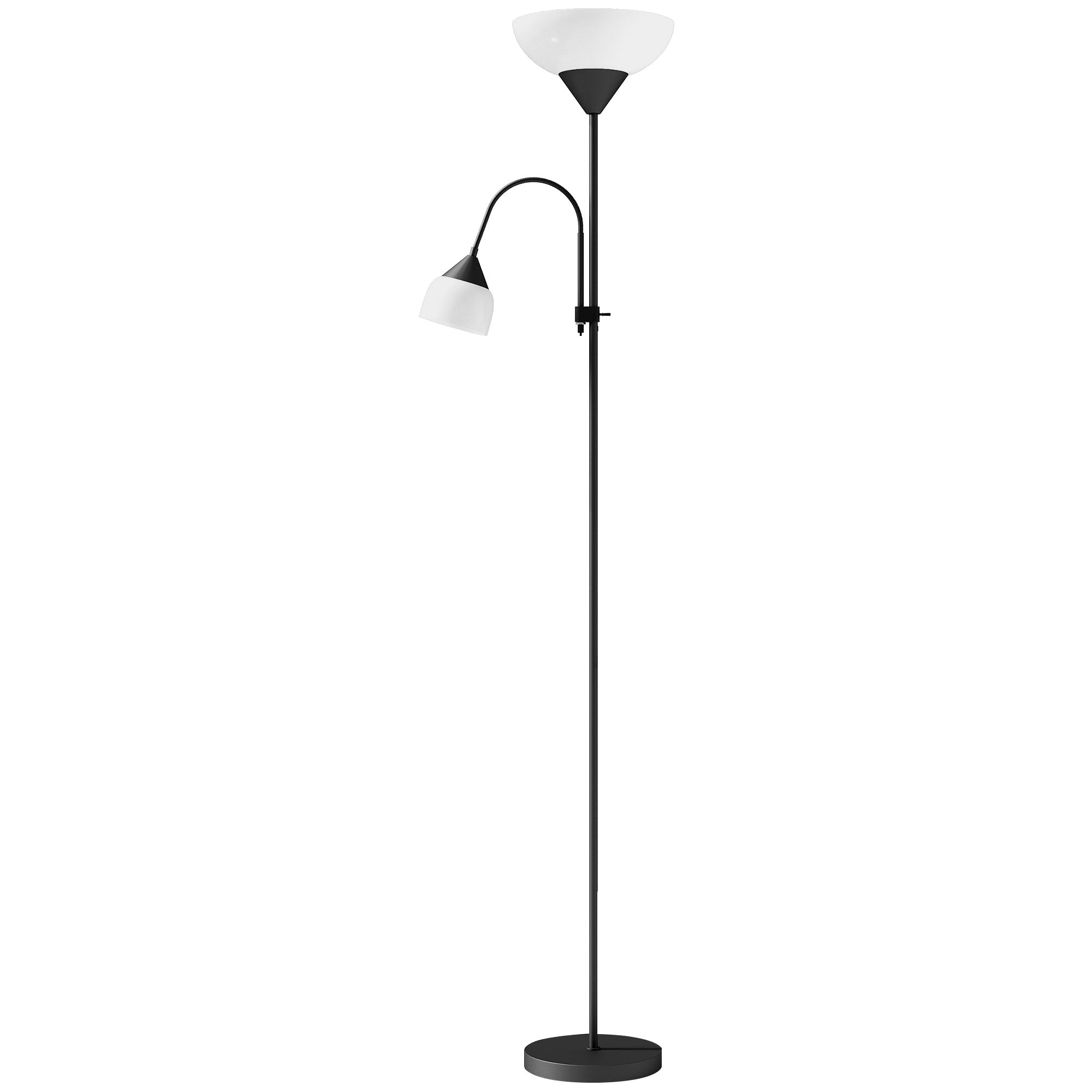 HOMCOM LED Floor Lamp for Living Room, Tall Standing Lamp, Mother and Child Uplighter with Adjustable Gooseneck, Black