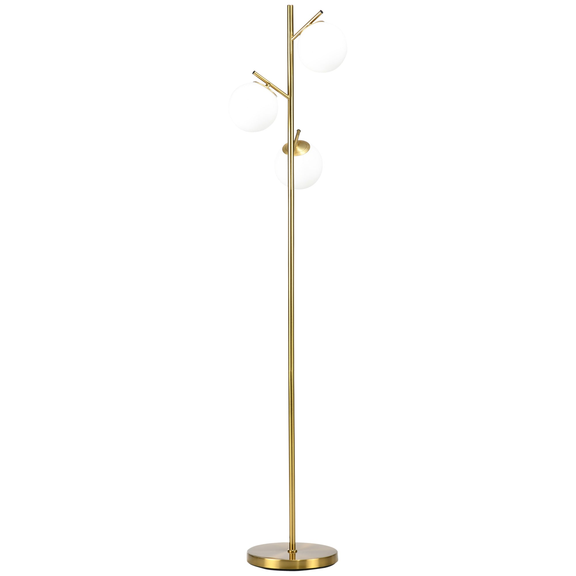 HOMCOM -Light Tree Floor Lamps for Living Room, Modern Standing Lamp for Bedroom with Globe Lampshade, KKK Colour Temperatures, Steel