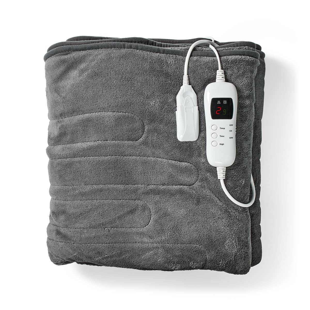 Nedis Heated Blanket, Over-blanket x , Person, Grey, Levels, Timer Auto-Off, Machine Washable, Fleece Soft and Full Body Warming, Sofa
