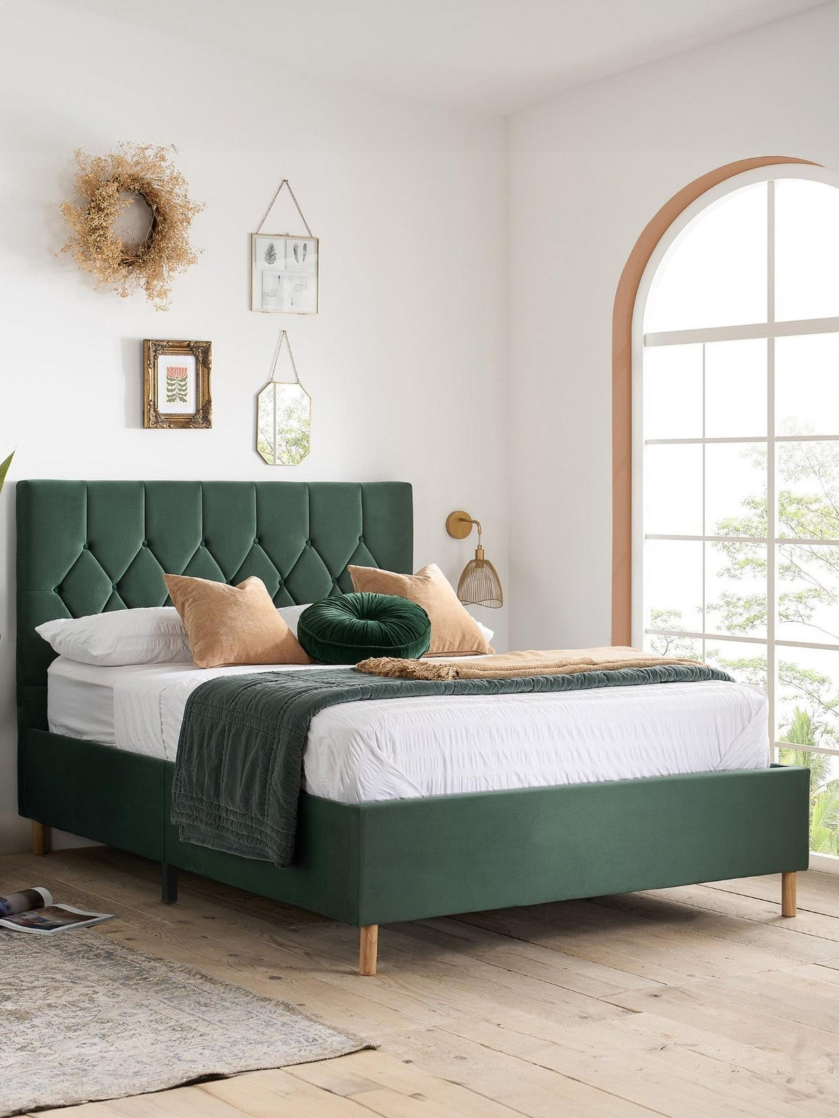 Birlea Loxley King Bed Green | Upholstered Fabric Bed Frame