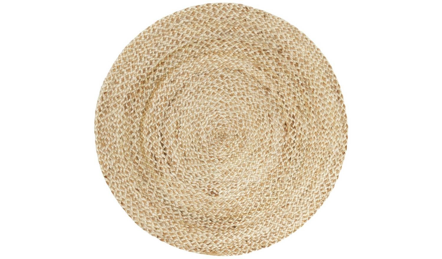 Braided Round Natural Jute Flatweave Rug Neutral Colour Natural