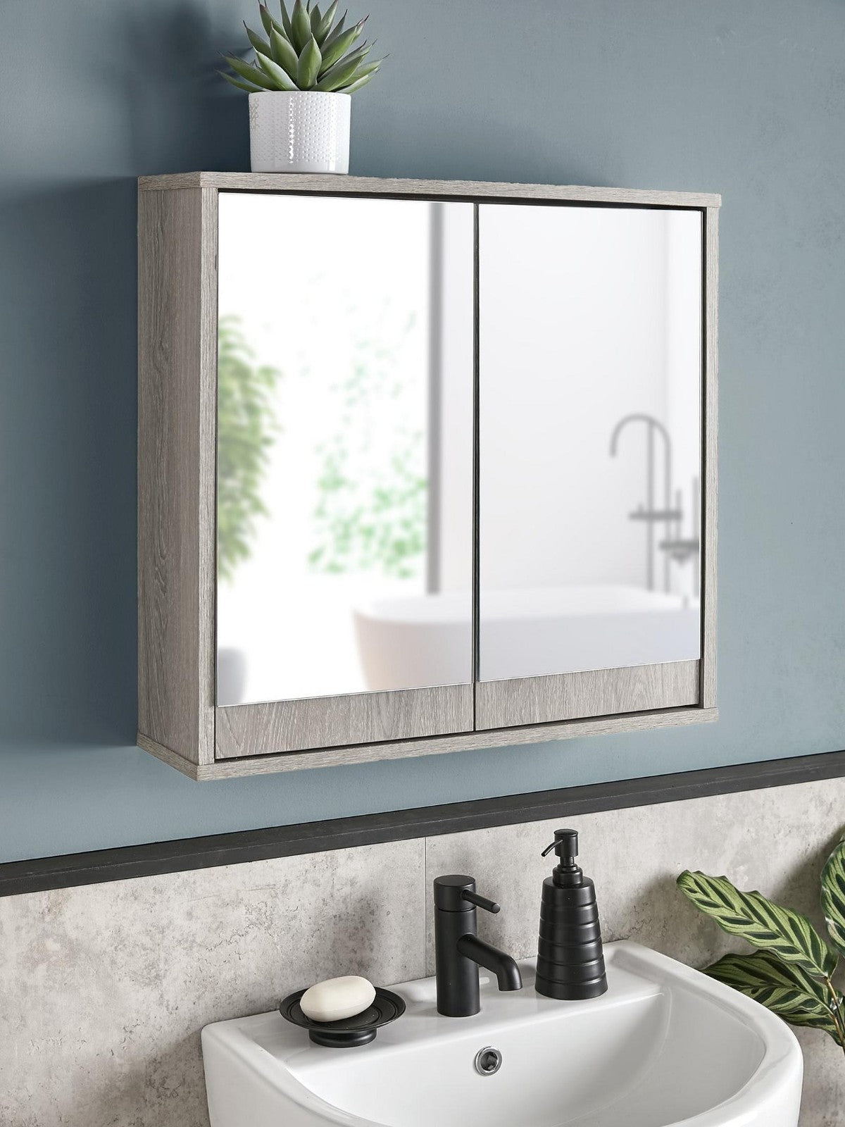 Burket Mirrored Bathroom Cabinet Grey | x