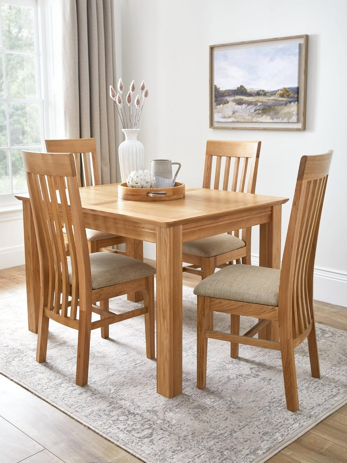 New Constance Dining Set Extending Table And Chairs Oak