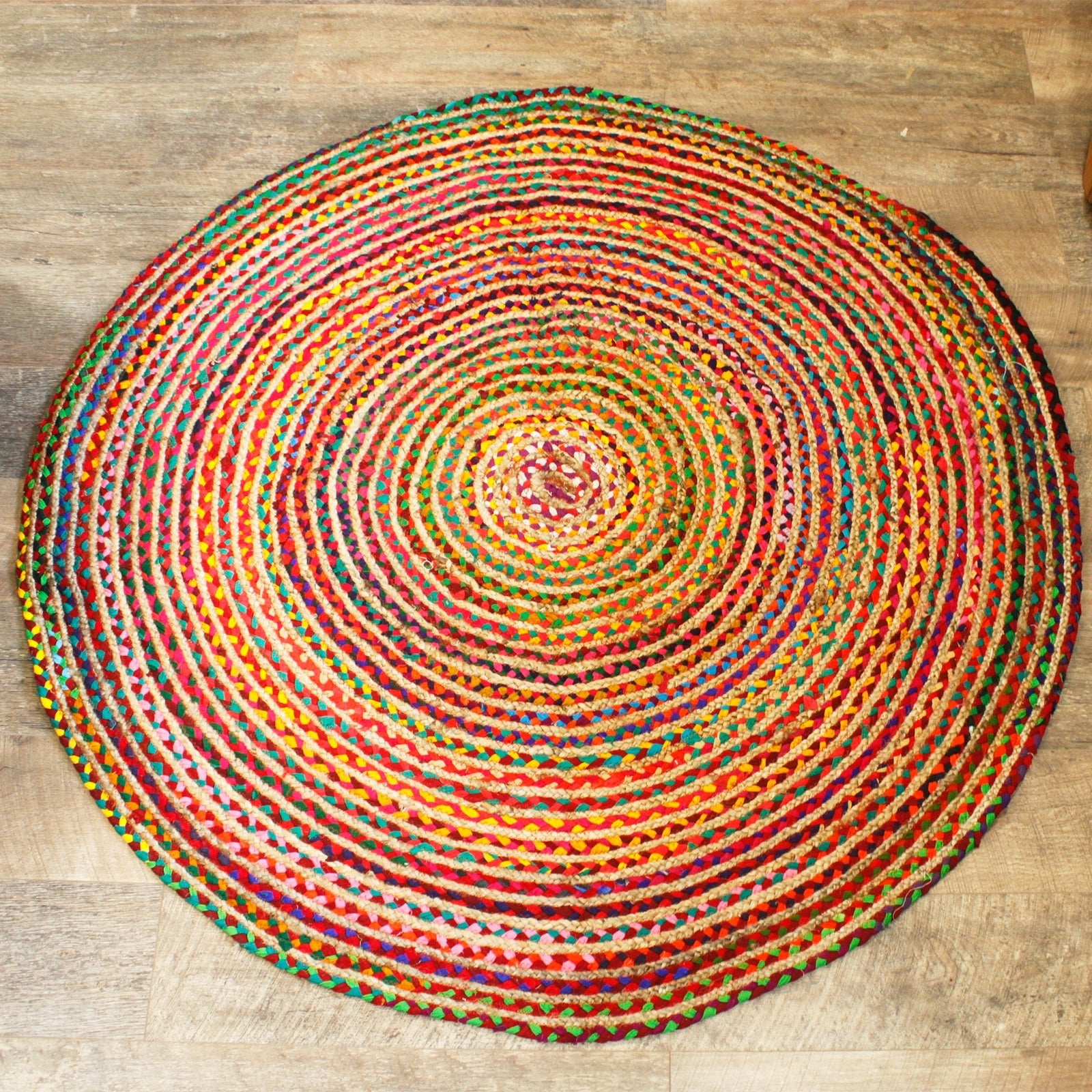 Round Jute And Recycled Cotton Rug