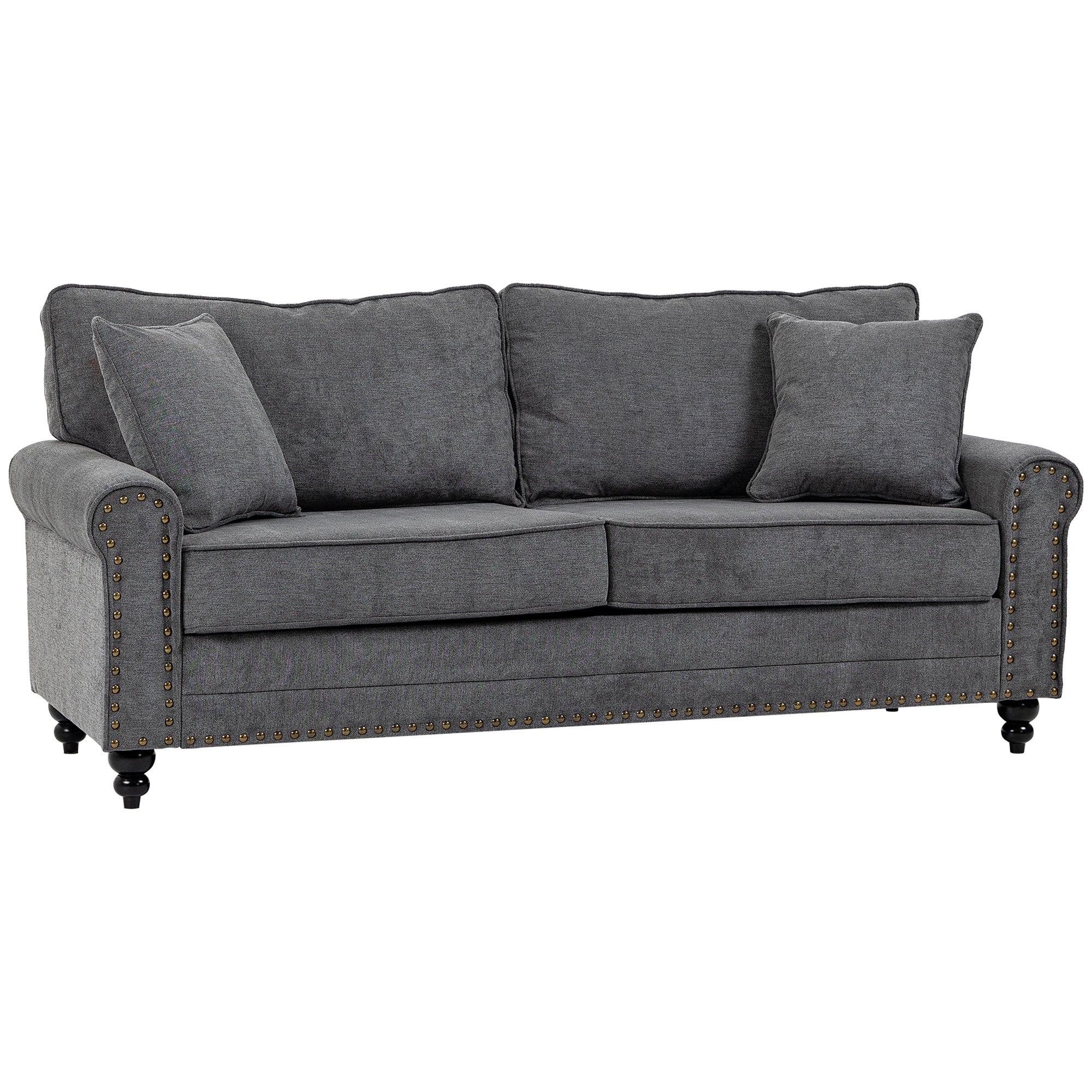 MCL Seater Sofa, Fabric Sofa with Rubber Wood Legs, Nailhead Trim, Pillows, Small Upholstered Couch Settee for Living Room, Guest