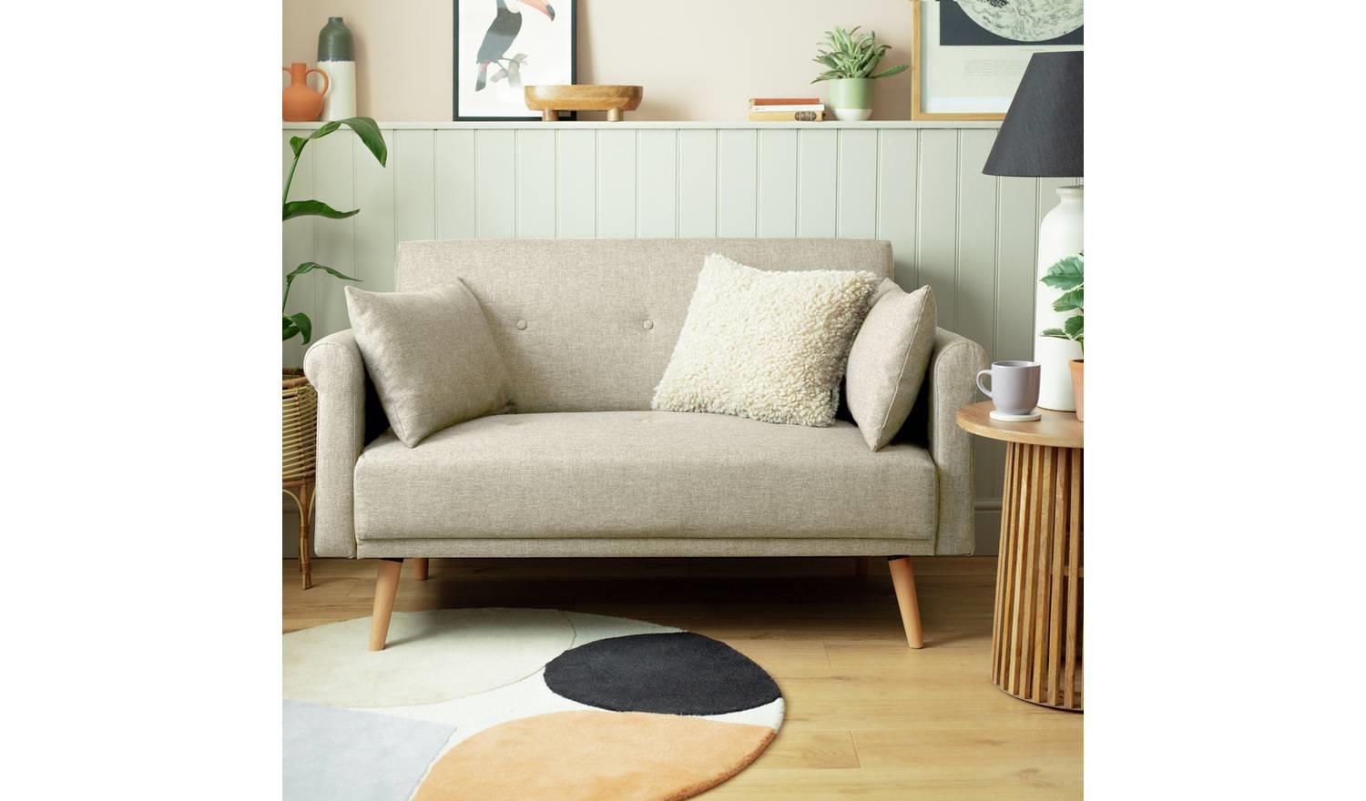 Evie Fabric Seater Sofa Natural Modern Living Room Furniture Comfort