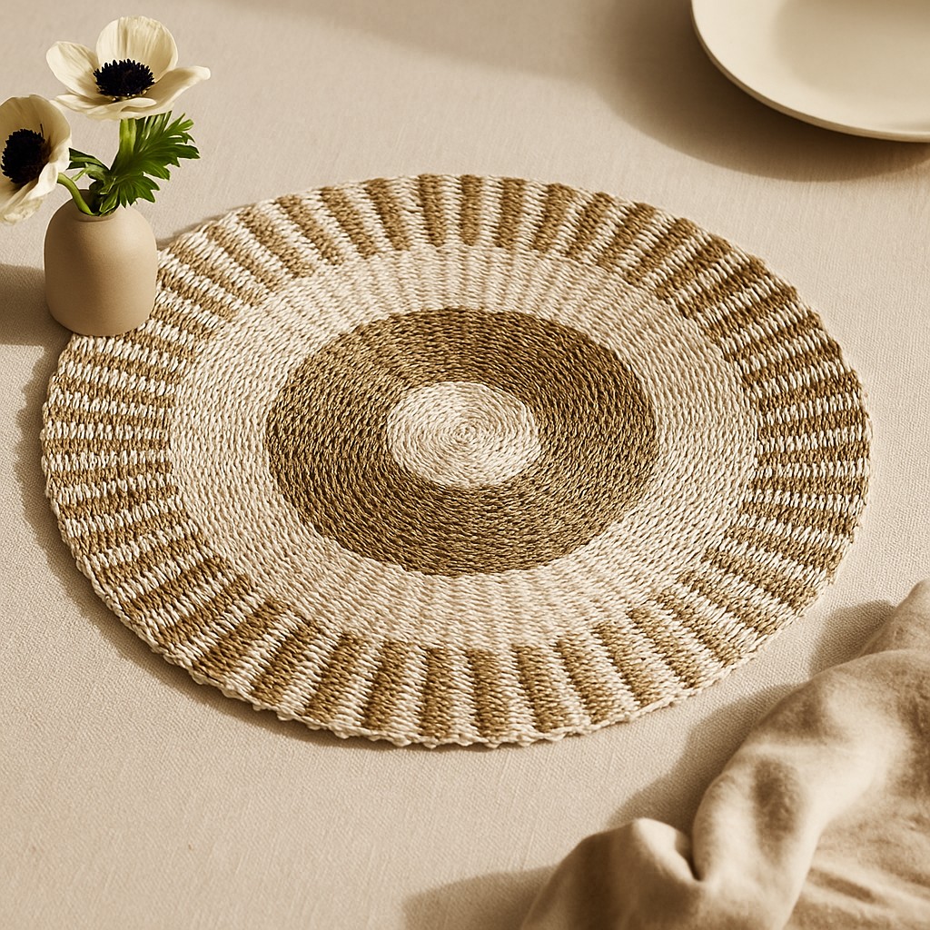 Seagrass Rug Round White And Tan m Sun