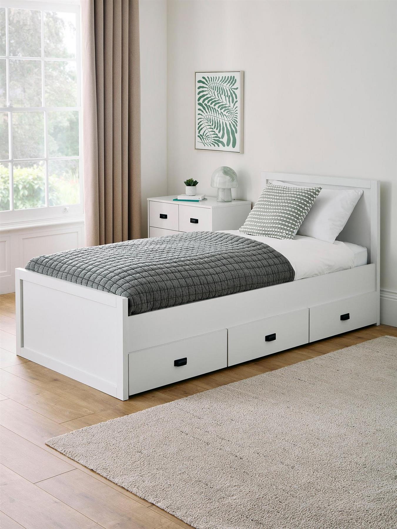 Jackson Single Bed Frame White Modern Bedroom Furniture Kids