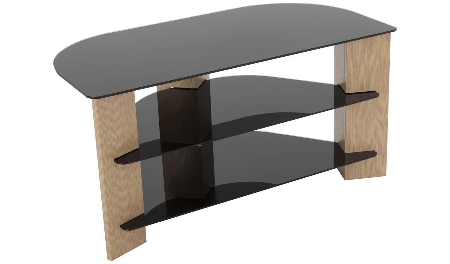 AVF Up To Inch TV Stand Black Glass Oak Effect With Shelves