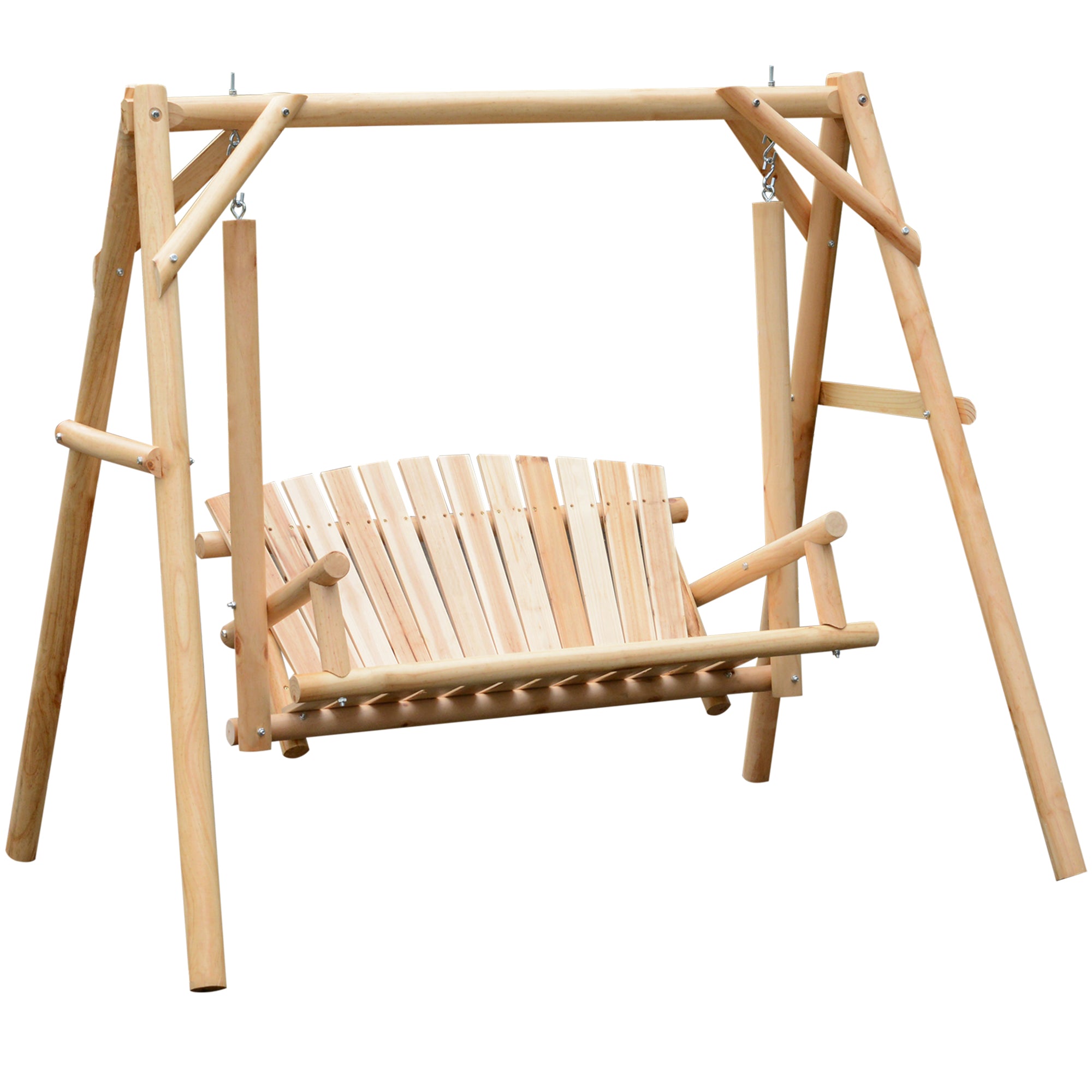 MCL Outdoor Seater Swing Chair Larch Wood Garden Swing Seat Porch Hammock Bench Lounger