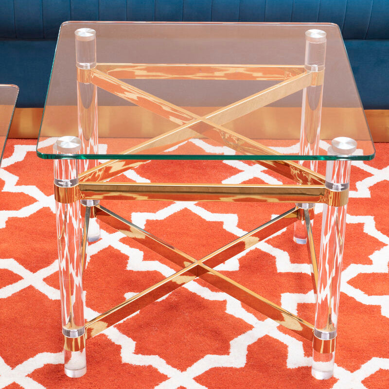 Glass Top Side Table with Acrylic Legs