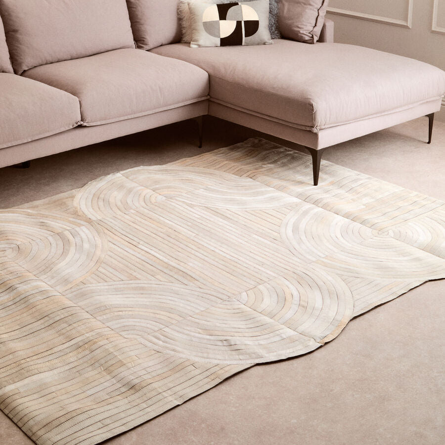 Bosie Large Natural Hair on Leather Rug