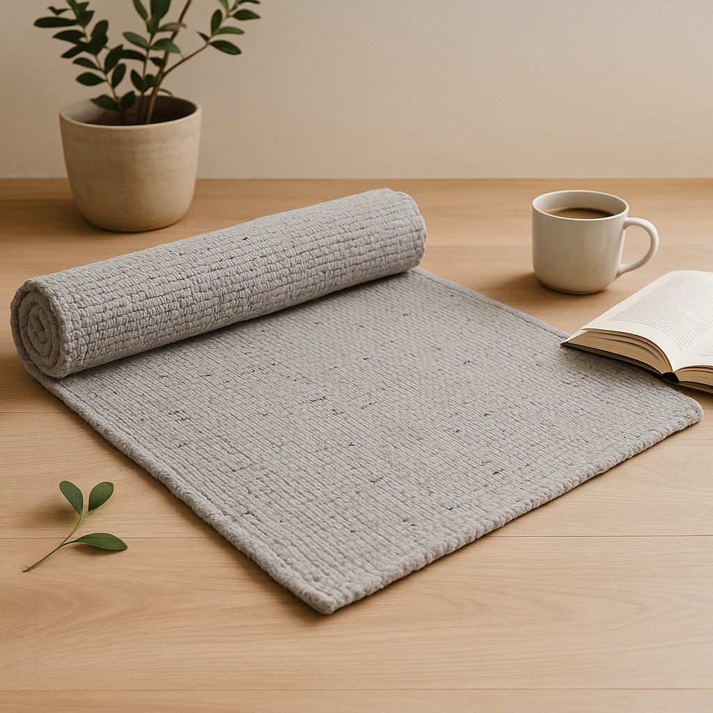 Medium Grey Handloom Cotton Area Rug