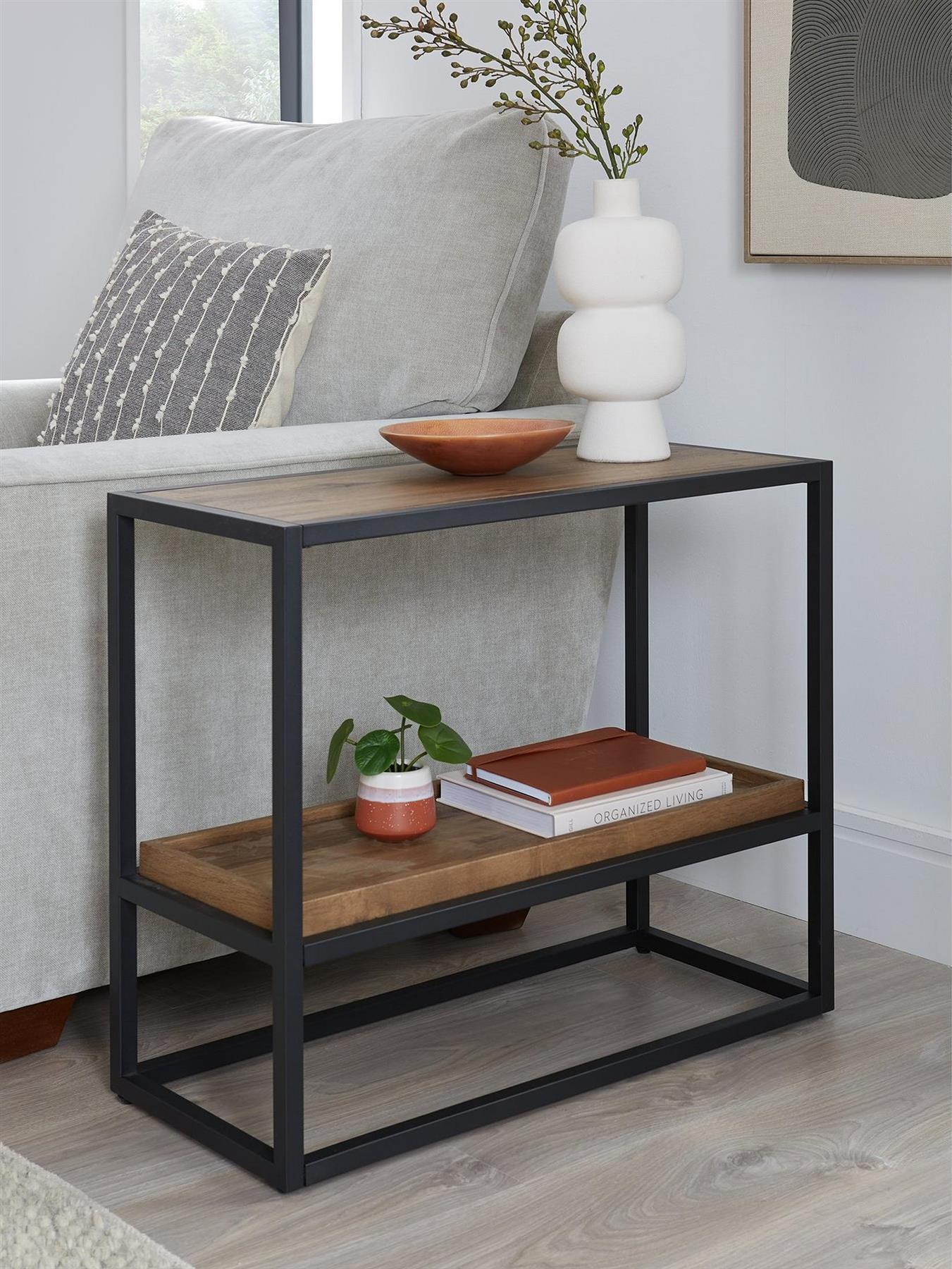 Harlem End Table Mid Oak Industrial Design Easy Assembly