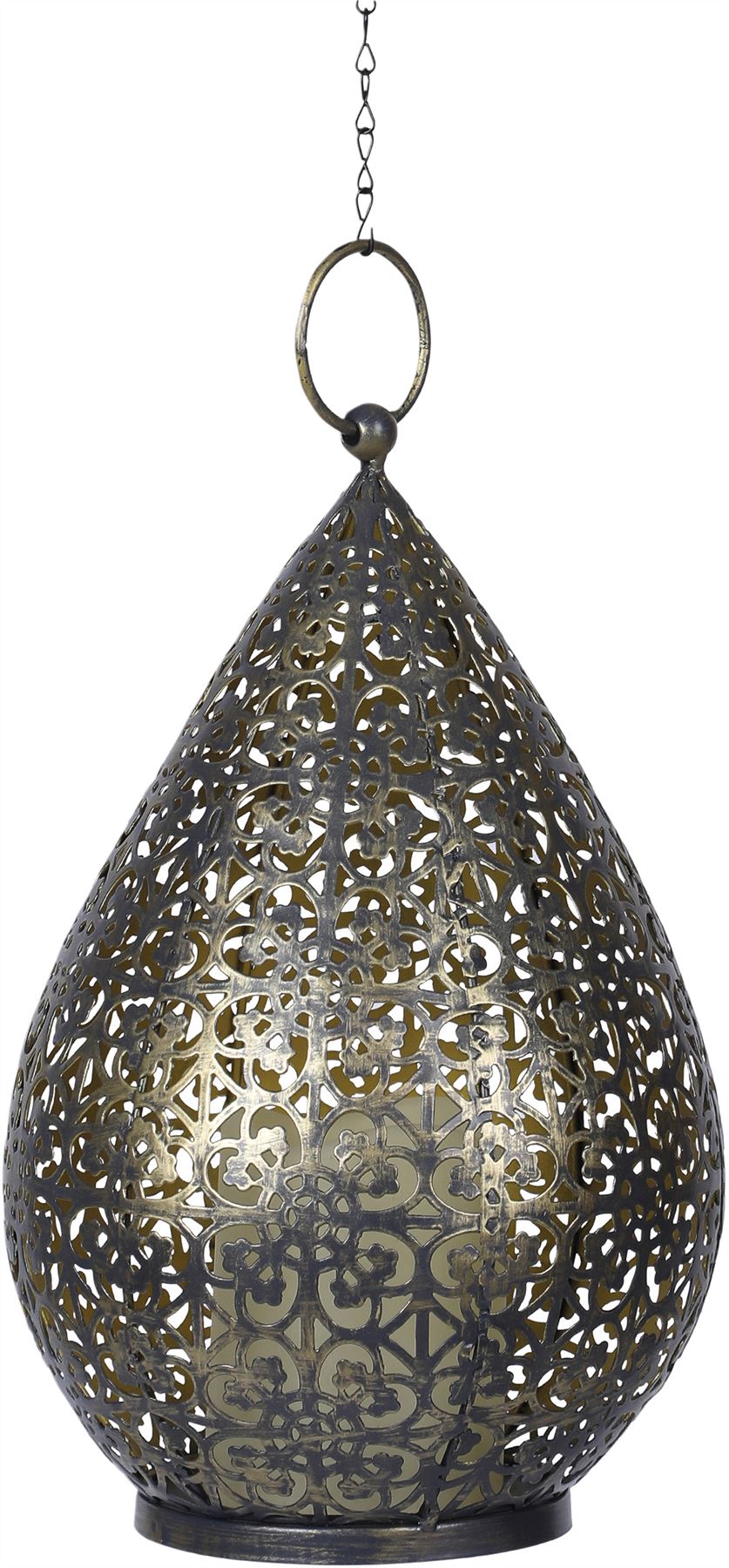 Moroccan Style LED Hanging Light Lantern B Rechargeable Outdoor Warm White with Timer