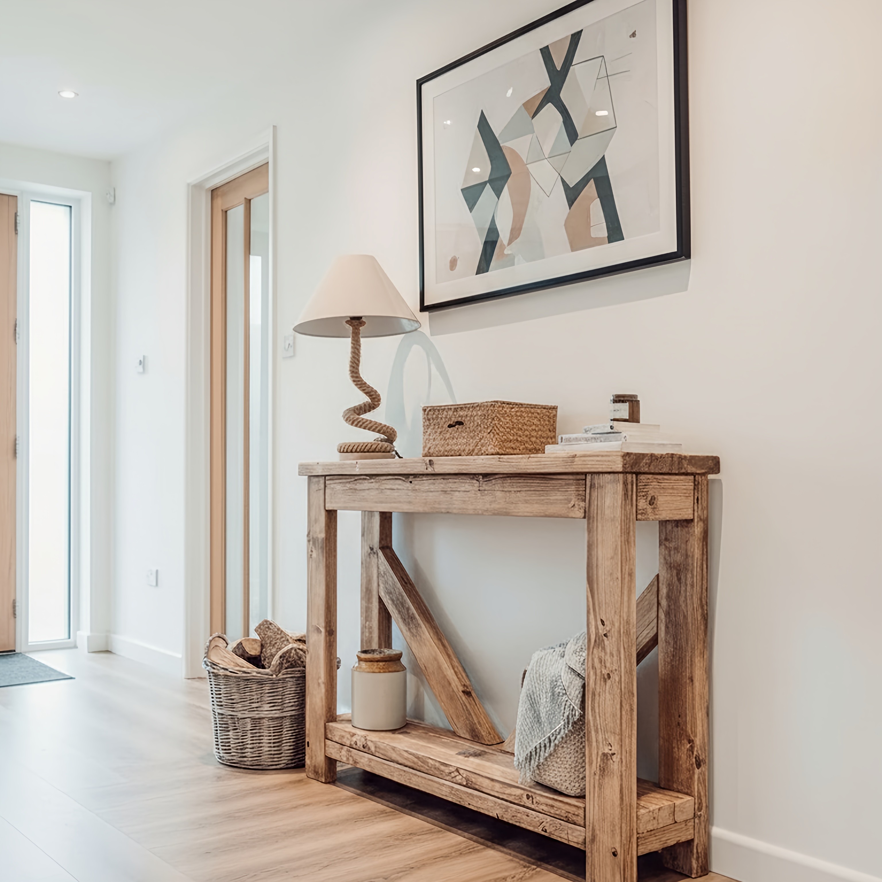 Cera Console Table With V Back - Dark Oak LxW
