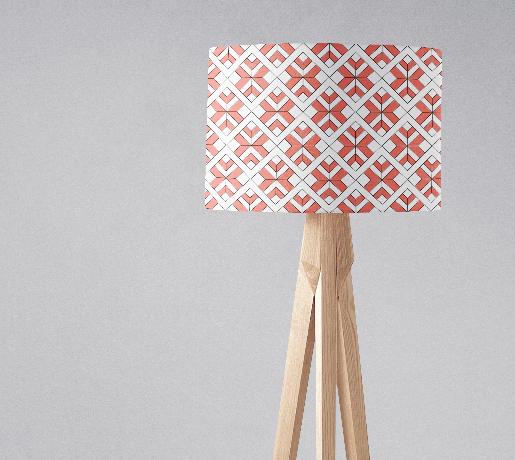 Coral and White Geometric Design Lampshade, Ceiling or Table Lamp Shade - es Table Lamp shade