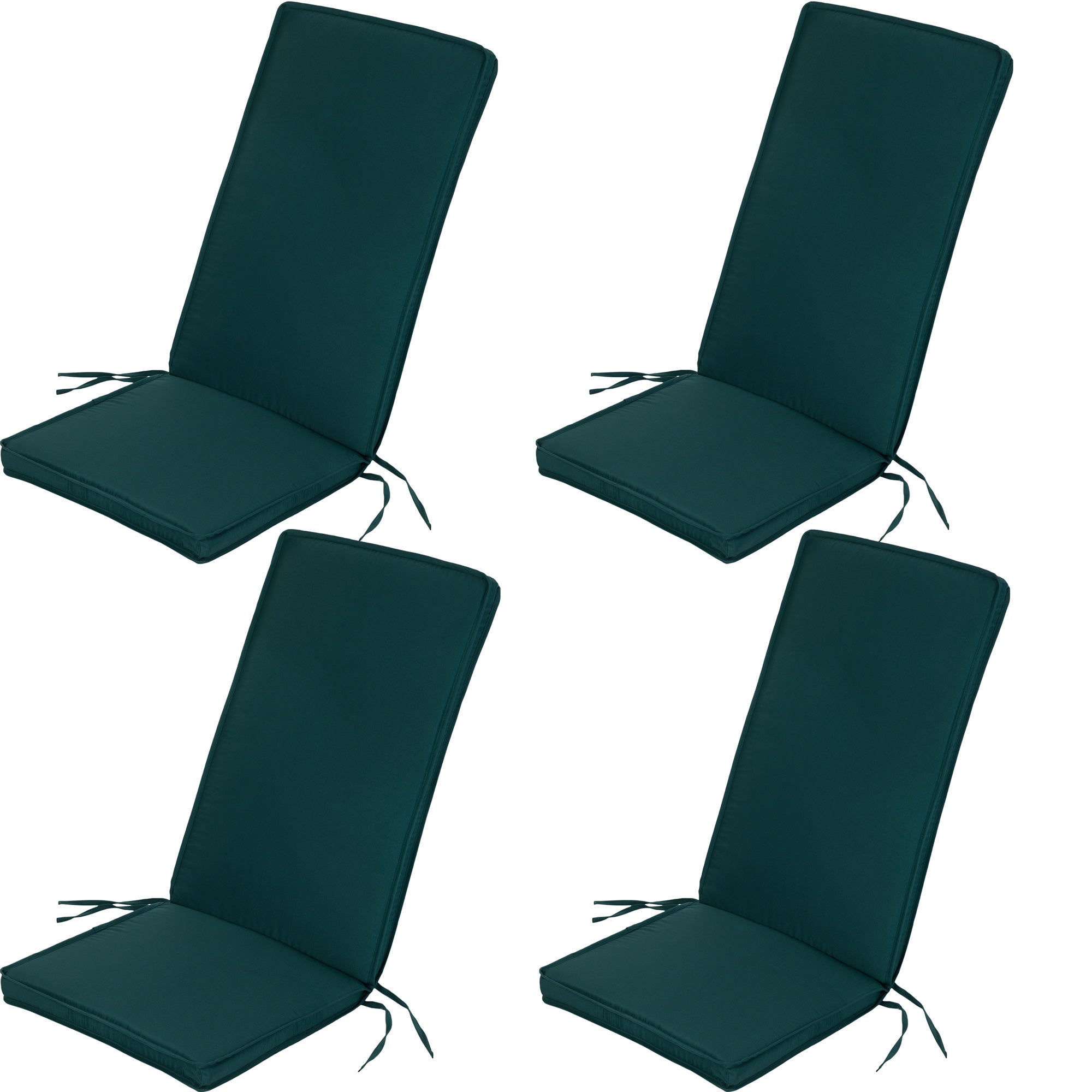 Outdoor High back Chair Cushions Water Resistant Garden Seat Pad with Secure Ties & Elastic Band - Green Pack of