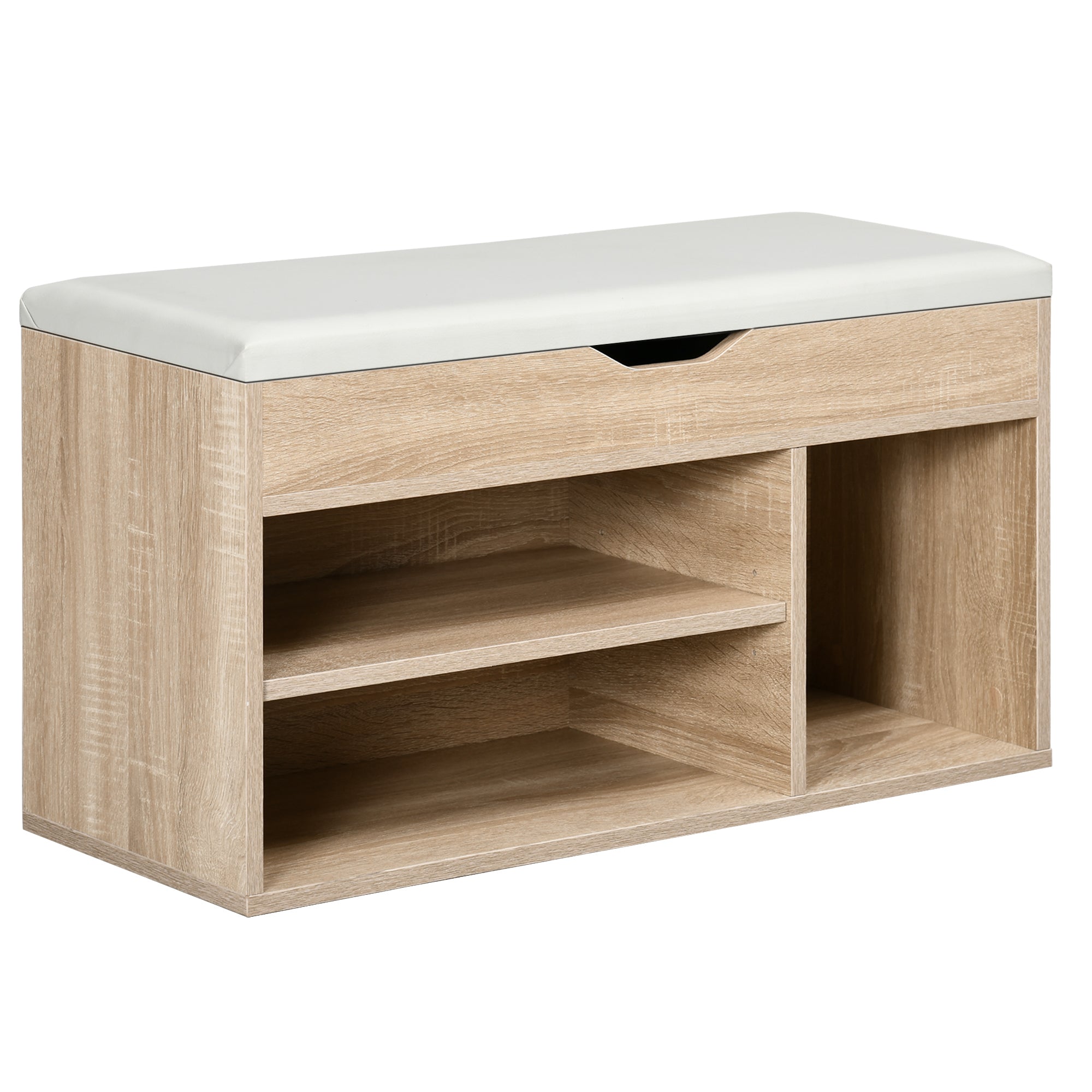 MCL Shoes Cabinet Bench Hidden Storage Padded Seat Organiser Footwear Rack Hallway Oak Tone