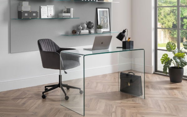 Kahlo Velvet Swivel Office Chair- GreyBlack