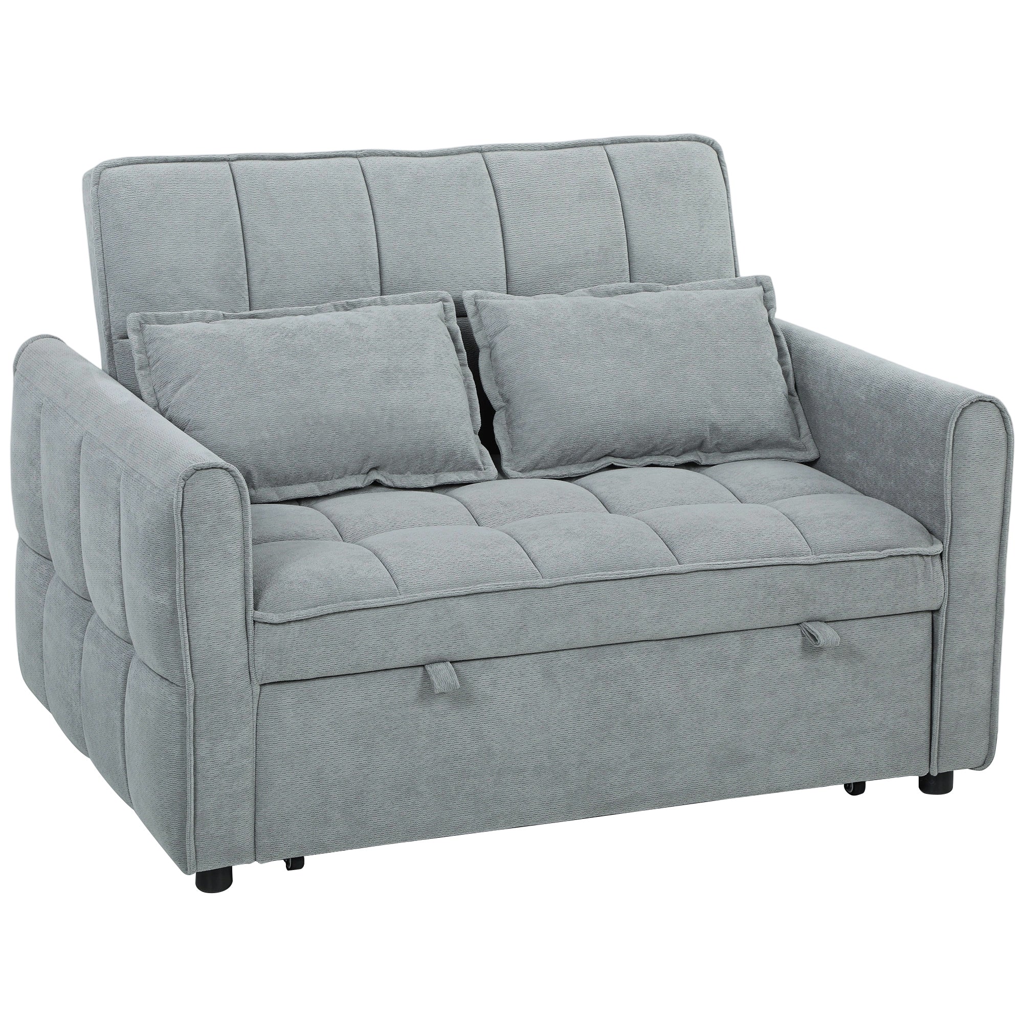 Seater Sofa Bed, -in- Convertible Sleeper Sofa with Click-clack Adjustable Backrest and Pillows, Light