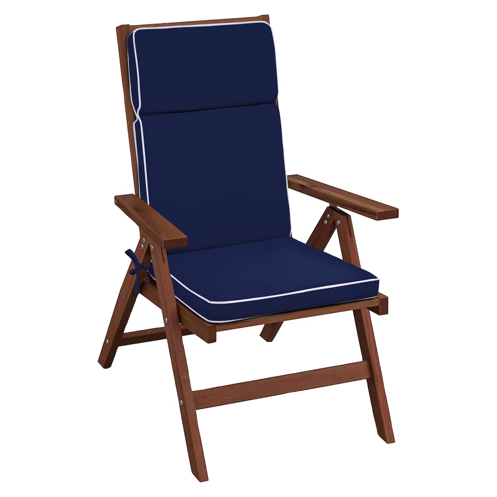Water-Resistant High Back Chair Cushions Garden Folding Chair Seat Pads With Ties