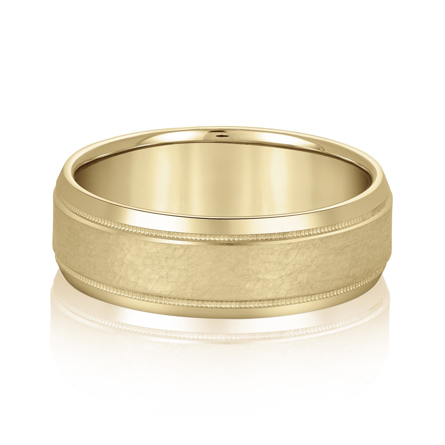 Slim Men's mm-mm Carved Gold Band Mirror Finish - Platinum mm