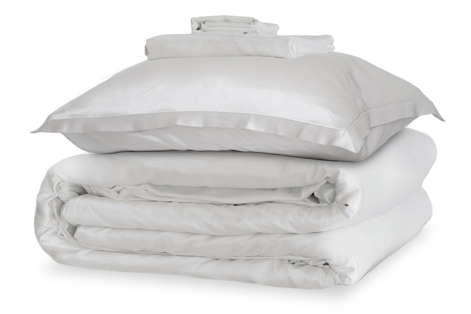 Oyster Grey Oxford Silk Duvet Set - Super King Standard Pillowcases