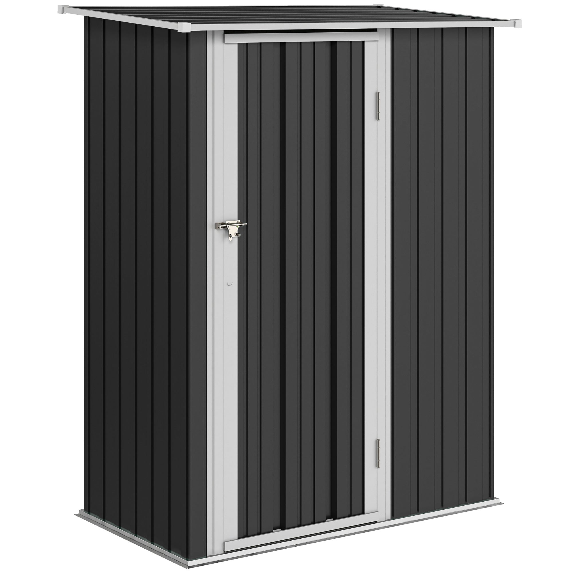 MCL ft x ft Garden Storage Shed, Outdoor Metal Shed with Sloped Roof, Lockable Door for Tools, Equipment, Grey