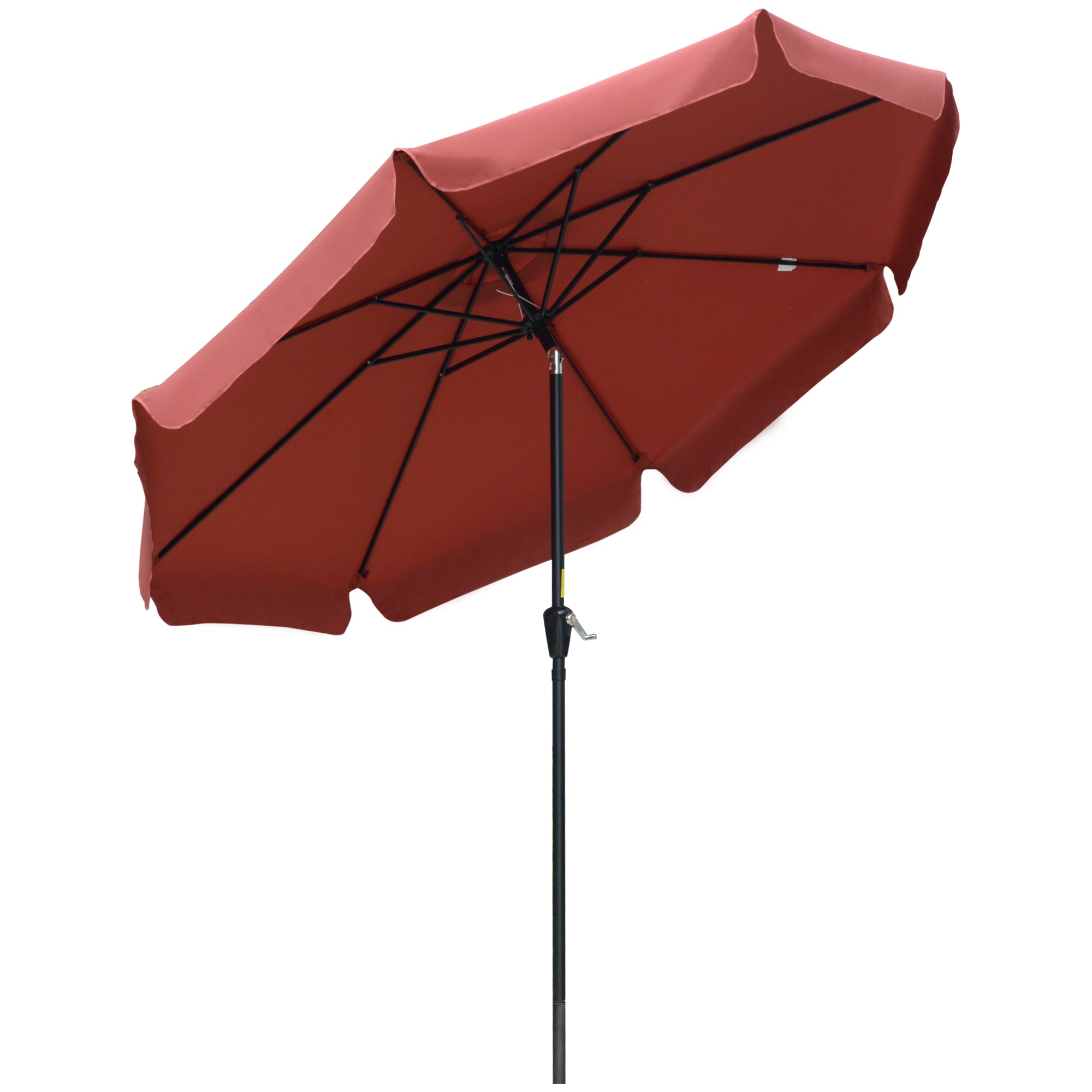 MCL .m Patio Parasol Garden Umbrellas Outdoor Sun Shade Table Umbrella with Tilt, Crank, Ribs, Ruffles, Wine Red