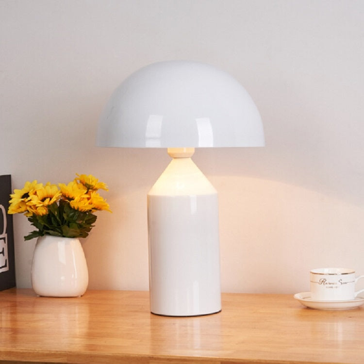 E LED Metal Mushroom Table Lamp Bedroom Decorative Table Lamp Plug, S Black, L Black, S White, L White, S Gold, L Gold - L White