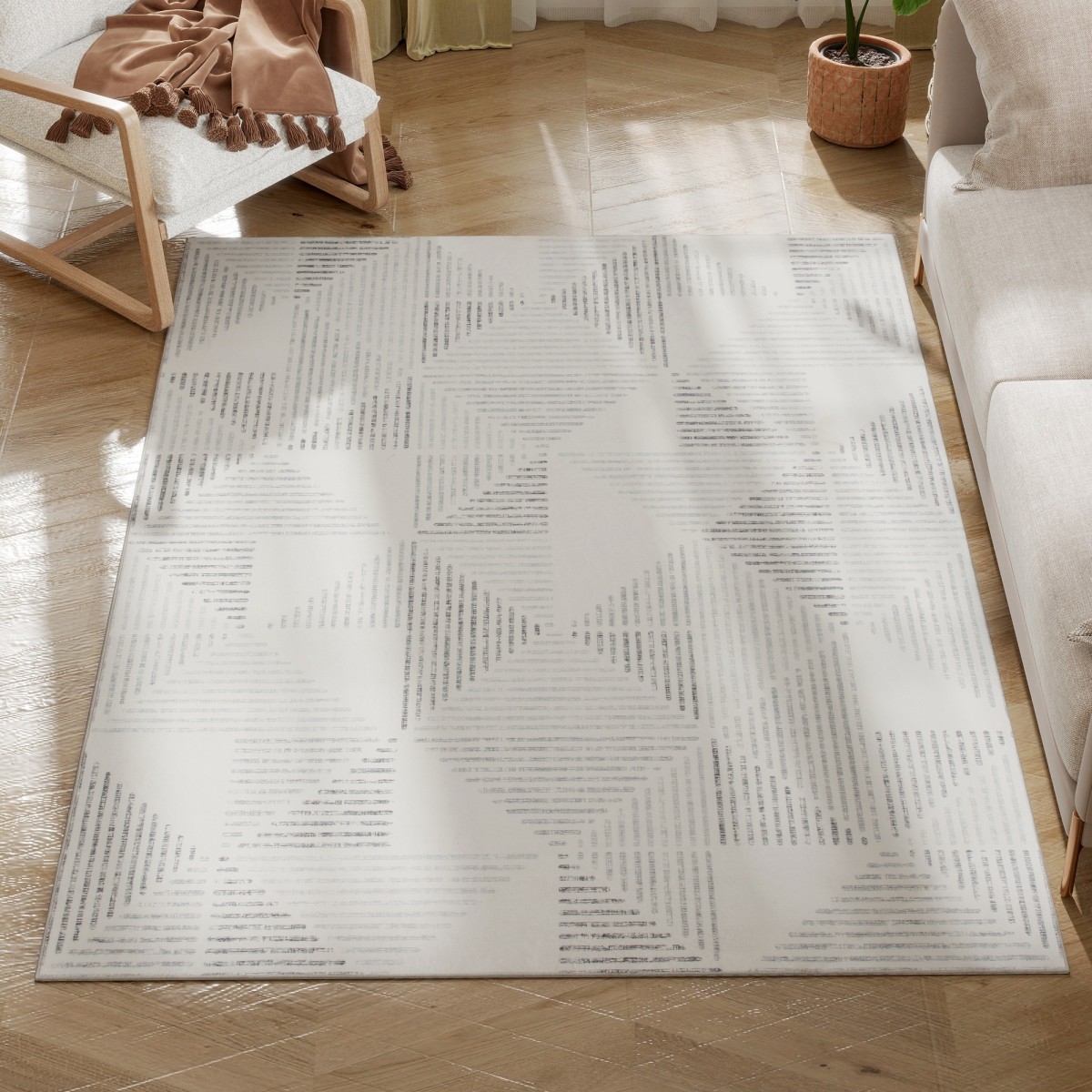 HOMCOM Non-Slip Large Rug for Living Room - Grey L x W x .T
