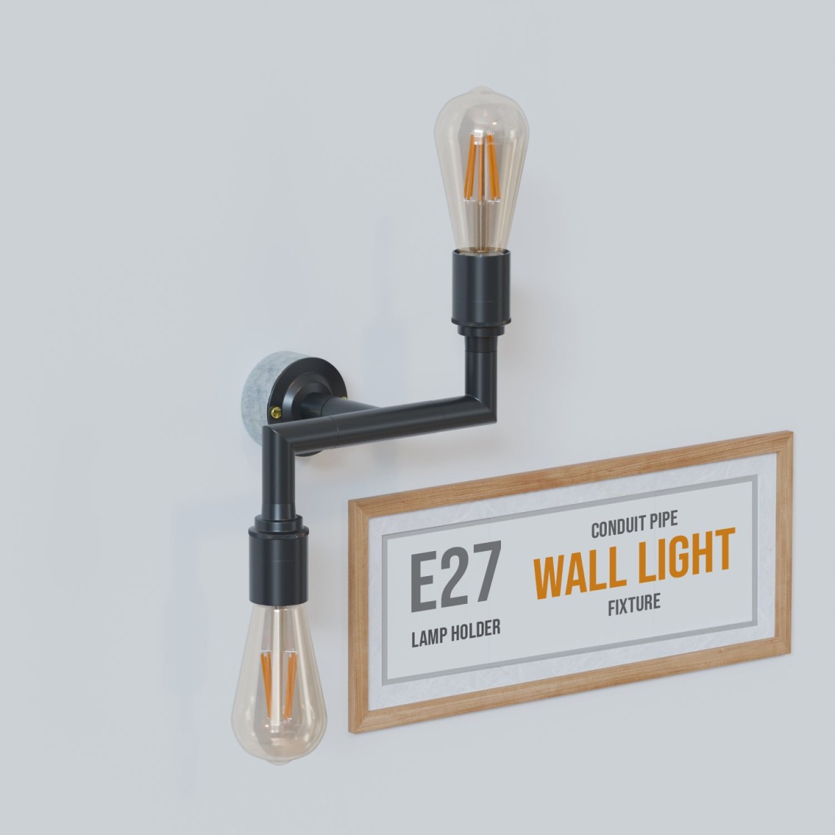 Industrial Conduit Pipe way Light Wall Lamp kit ~ - Yellow Brass No