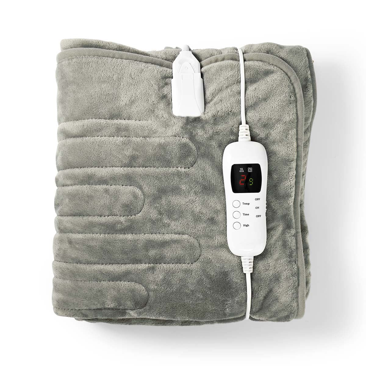 Nedis Heated Blanket, Over-blanket x , Person, Grey, Levels, Timer Auto-Off, Machine Washable, Fleece Soft and Full Body Warming, Sofa