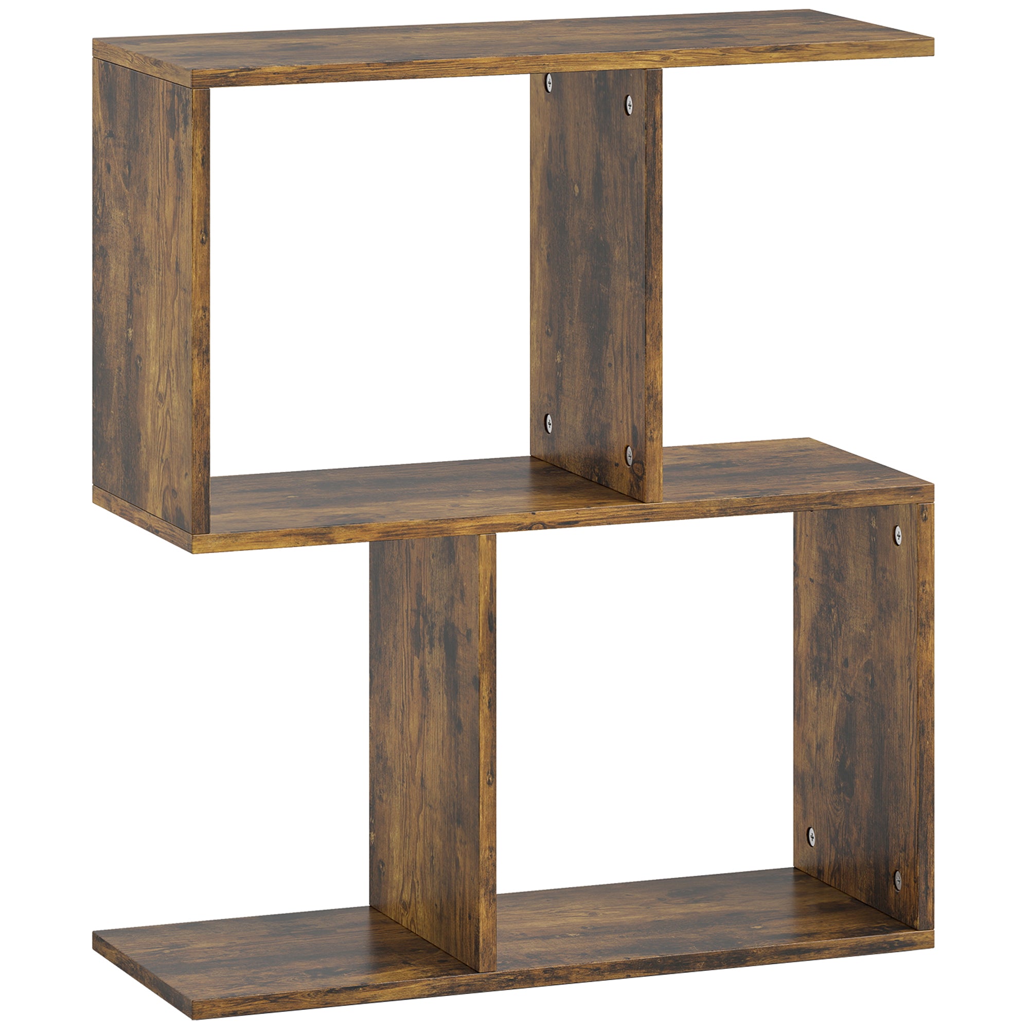 Side Table, Narrow End Table with Storage Shelves, S-Shaped, -Tier, W x .D x H