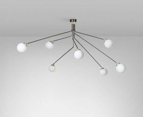 CTO Lighting Array Pendant - Medium - DALI-A Ceiling Light bronze with satin brass details and shiny opal glass