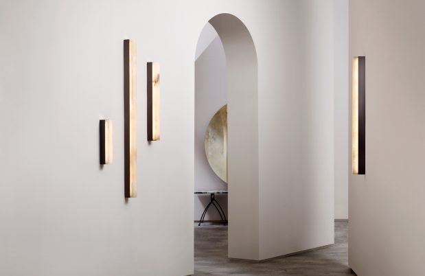 CTO Lighting Artes - DALI-A Wall Light bronze with satin brass details and honed alabaster