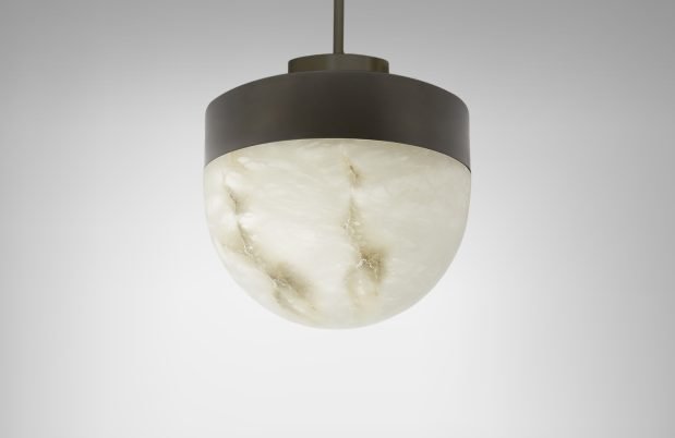 CTO Lighting Lucid Pendant Light antique bronze with honed alabaster