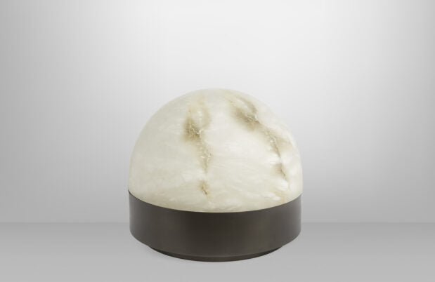 CTO Lighting Lucid Table Lamp bronze with honed alabaster amp plug