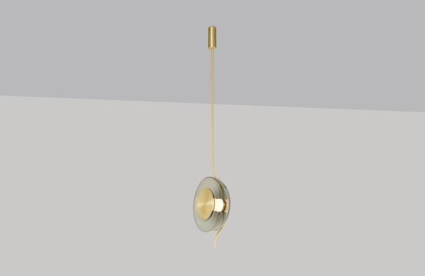 CTO Lighting Pendulum - DALI-B Pendant Light satin brass with smoked glass